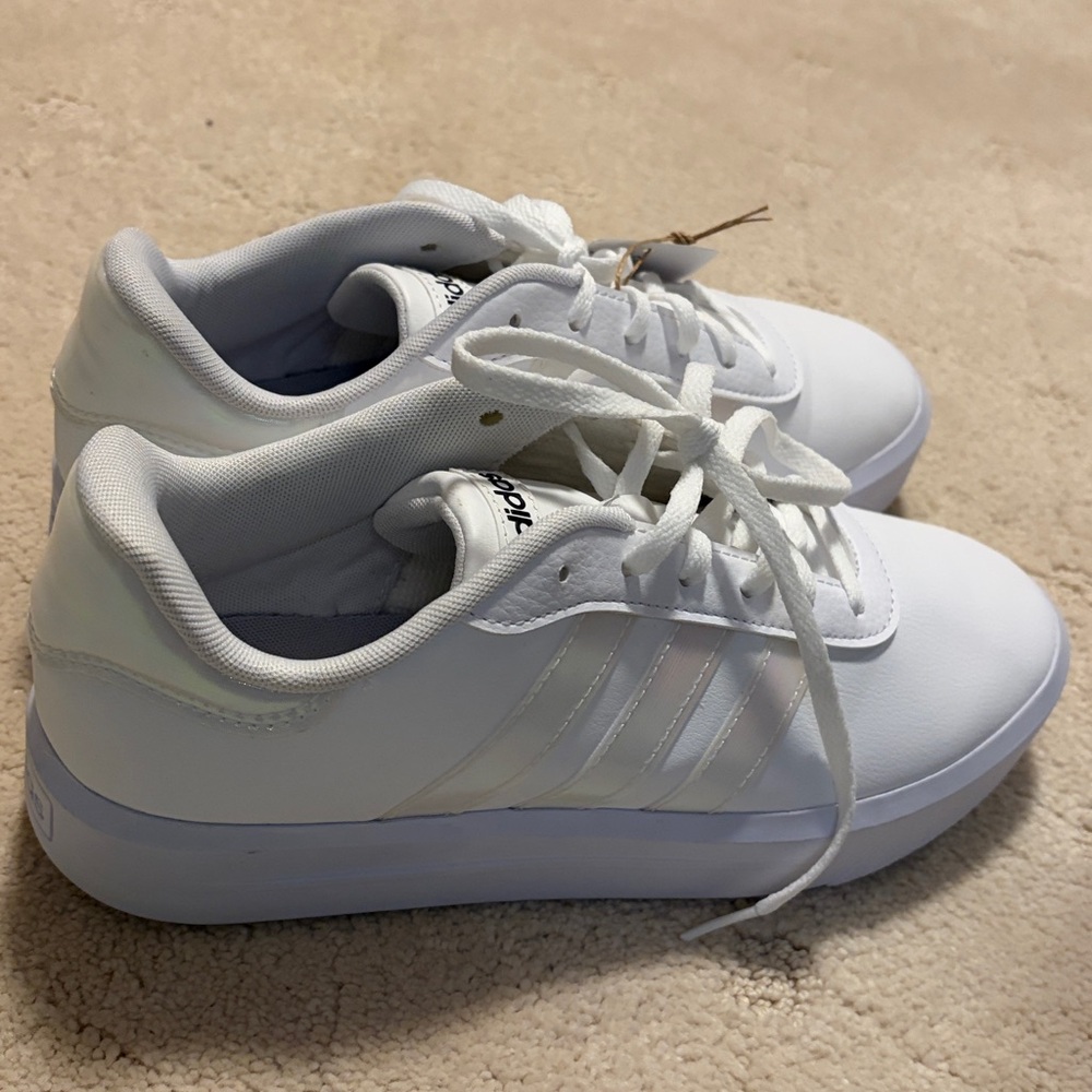 Limited Edition New with Tags Adidas Classic White Iridescent Platform Sneakers - Picture 5 of 5